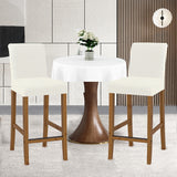 2Pcs Cafe Bar Stool Jacquard Covers Stretch Dining Room Armless Chair Slipcovers Beige