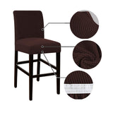 2Pcs Cafe Bar Stool Jacquard Covers Stretch Dining Room Armless Chair Slipcovers Coffee