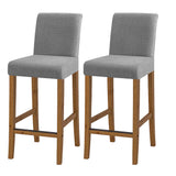 2Pcs Jacquard Bar Stool Covers Stretch Slipcovers for Armless Dining ChairsLight Grey
