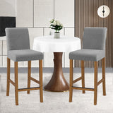 2Pcs Jacquard Bar Stool Covers Stretch Slipcovers for Armless Dining ChairsLight Grey