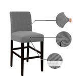 2Pcs Jacquard Bar Stool Covers Stretch Slipcovers for Armless Dining ChairsLight Grey