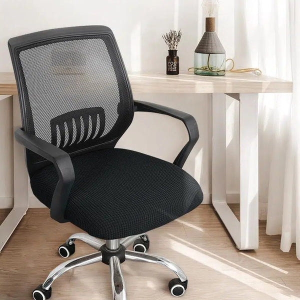 Office Chair Seat Cover Stretchable Computer Chair Seat Cushion Slipcovers Black