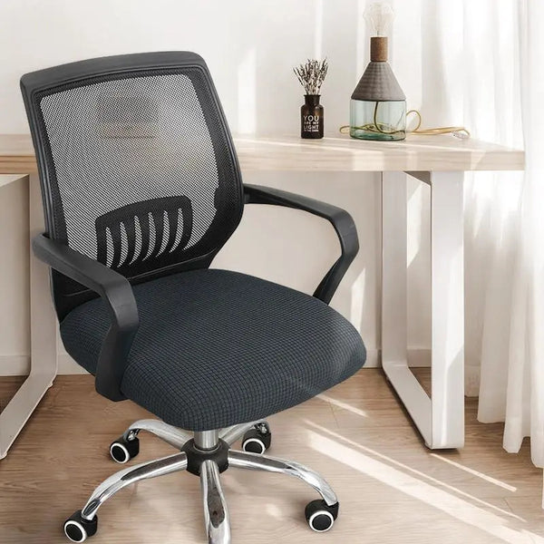 Office Chair Seat Cover Stretchable Computer Chair Seat Cushion Slipcovers Dark Grey