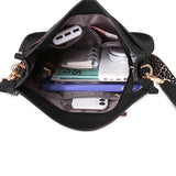 FancyGrab Crossbody Bags PU Leather Shoulder Bucket Bags Leopard Strap Bag for Women Black