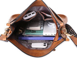 FancyGrab Crossbody Bags PU Leather Shoulder Bucket Bags Leopard Strap Bag for Women Brown