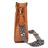 FancyGrab Crossbody Bags PU Leather Shoulder Bucket Bags Leopard Strap Bag for Women Brown