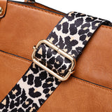 FancyGrab Crossbody Bags PU Leather Shoulder Bucket Bags Leopard Strap Bag for Women Brown