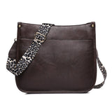 FancyGrab Crossbody Bags PU Leather Shoulder Bucket Bags Leopard Strap Bag for Women Coffee
