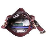 FancyGrab Crossbody Bags PU Leather Shoulder Bucket Bags Leopard Strap Bag for Women Wine Red