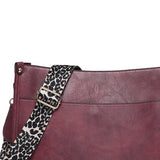 FancyGrab Crossbody Bags PU Leather Shoulder Bucket Bags Leopard Strap Bag for Women Wine Red