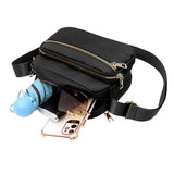 Women Multi-pocket Crossbody Bag Zipper Shoulder Bag Sling Bag Black