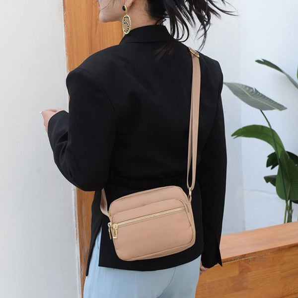 Women Multi-pocket Crossbody Bag Zipper Shoulder Bag Sling Bag Khaki