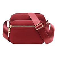 Women Multi-pocket Crossbody Bag Zipper Shoulder Bag Sling Bag Wine Red