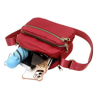 Women Multi-pocket Crossbody Bag Zipper Shoulder Bag Sling Bag Wine Red