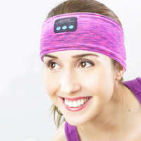 Bluetooth Wireless Stereo Headphone Headband Sport Sleep Head Band Rose Red