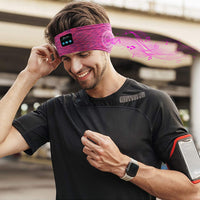 Bluetooth Wireless Stereo Headphone Headband Sport Sleep Head Band Rose Red