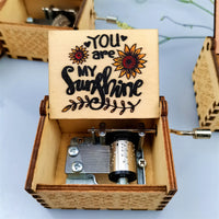 Colourful Prints Wooden Hand Crank Music Box