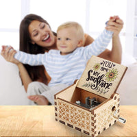 Colourful Prints Wooden Hand Crank Music Box