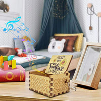 Colourful Prints Wooden Hand Crank Music Box