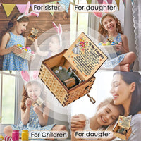 Colourful Prints Wooden Hand Crank Music Box