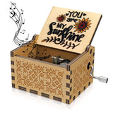 Colourful Prints Wooden Hand Crank Music Box
