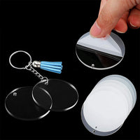 90Pcs DIY Keyring Clear Acrylic Circle Discs Keychain Tassel Pendant Set