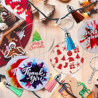 90Pcs DIY Keyring Clear Acrylic Circle Discs Keychain Tassel Pendant Set