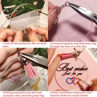 90Pcs DIY Keyring Clear Acrylic Circle Discs Keychain Tassel Pendant Set
