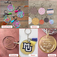 90Pcs DIY Keyring Clear Acrylic Circle Discs Keychain Tassel Pendant Set