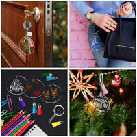 90Pcs DIY Keyring Clear Acrylic Circle Discs Keychain Tassel Pendant Set