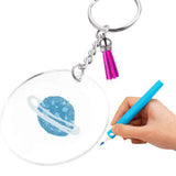 90Pcs DIY Keyring Clear Acrylic Circle Discs Keychain Tassel Pendant Set