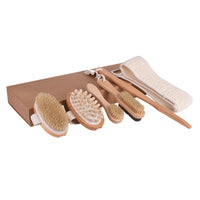 6Pcs Wooden Boar Bristle Body Brush Dry Brushing Set