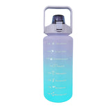 2L Large-capacity Water Bottle with Time Markings Motivational Drink Flask and Bottle Pouch Sleeve -Purple