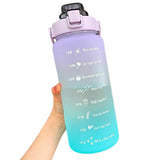 2L Large-capacity Water Bottle with Time Markings Motivational Drink Flask and Bottle Pouch Sleeve -Purple