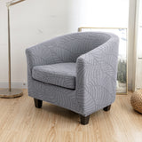 2-Piece Set Stretch Club Chair Slipcover Printed Tub Chair Covers Armchair Covers Light Grey