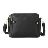 PU Leather Crossbody Three-Layer Shoulder Bag for Women Black