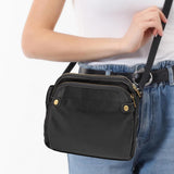 PU Leather Crossbody Three-Layer Shoulder Bag for Women Black