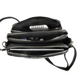 PU Leather Crossbody Three-Layer Shoulder Bag for Women Black