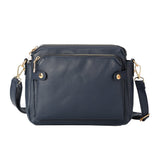 PU Leather Crossbody Three-Layer Shoulder Bag for Women Blue