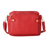 PU Leather Crossbody Three-Layer Shoulder Bag for Women Red