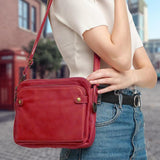 PU Leather Crossbody Three-Layer Shoulder Bag for Women Red