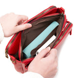 PU Leather Crossbody Three-Layer Shoulder Bag for Women Red