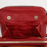 PU Leather Crossbody Three-Layer Shoulder Bag for Women Red