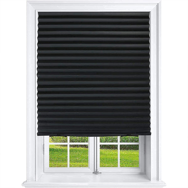 Pleated Blind Curtain Half Blackout Home Window Covers Shade Black
