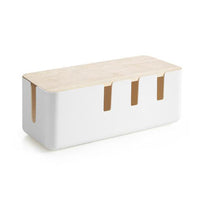 Cable Management Box Socket Safety Storage Organizer with Wood Lid