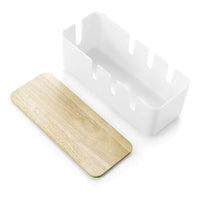 Cable Management Box Socket Safety Storage Organizer with Wood Lid