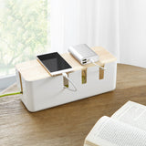 Cable Management Box Socket Safety Storage Organizer with Wood Lid