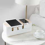 Cable Management Box Socket Safety Storage Organizer with Wood Lid