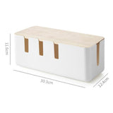 Cable Management Box Socket Safety Storage Organizer with Wood Lid
