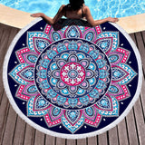 Mandala Print Quick Dry Beach Towels Sand Free Beach Blankets 150CM Beach Mats with Tassels